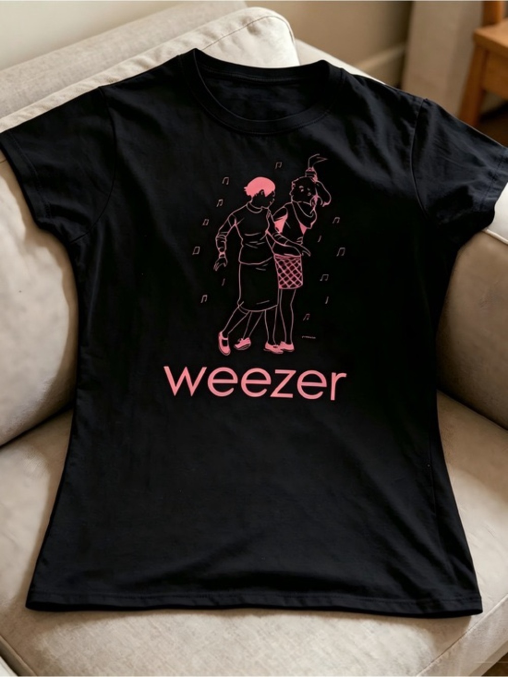 Black Short Sleeve Tee with Pink Graphic